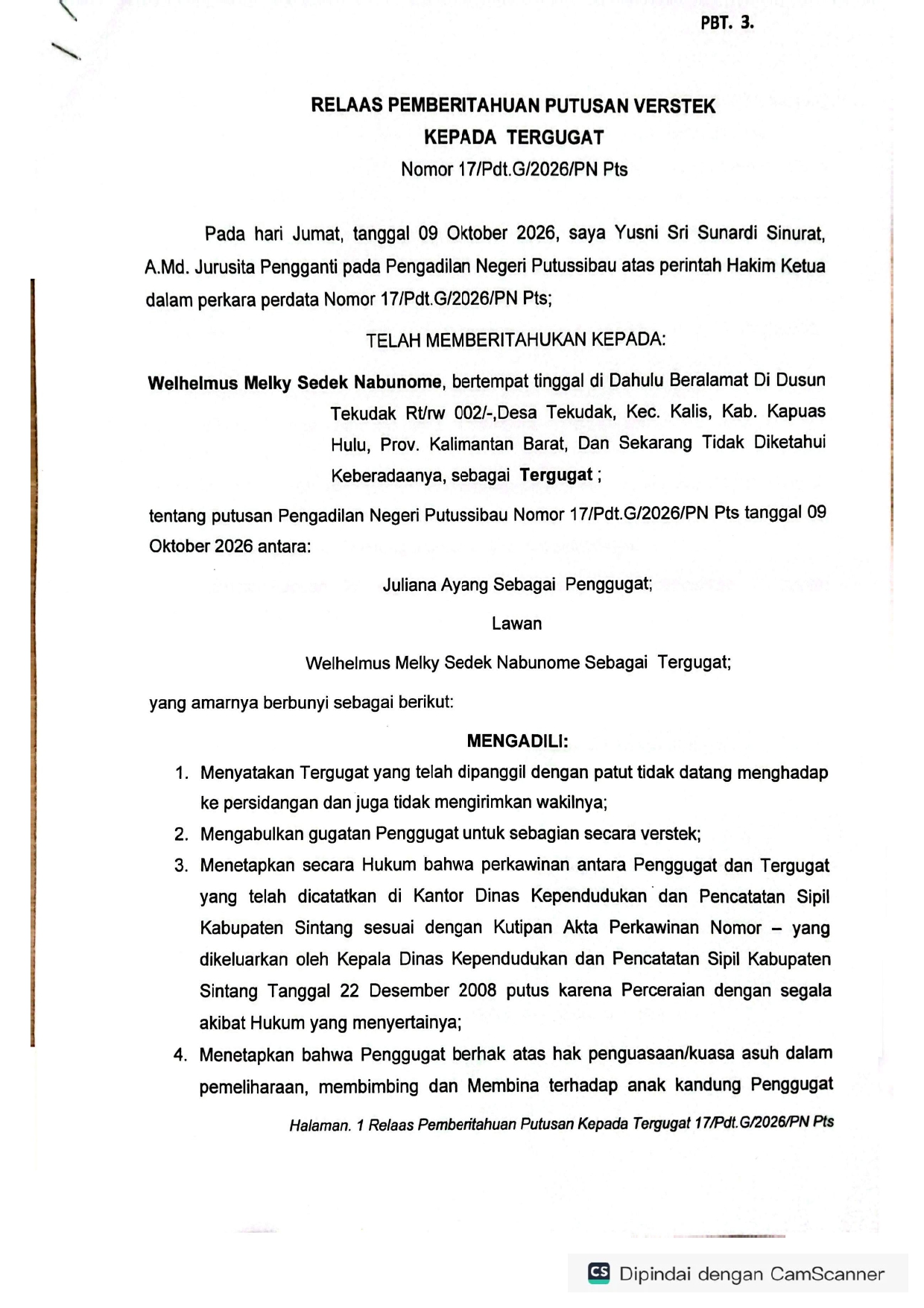 PBT PUTUSAN T UMUM WELHELMUS page 0001