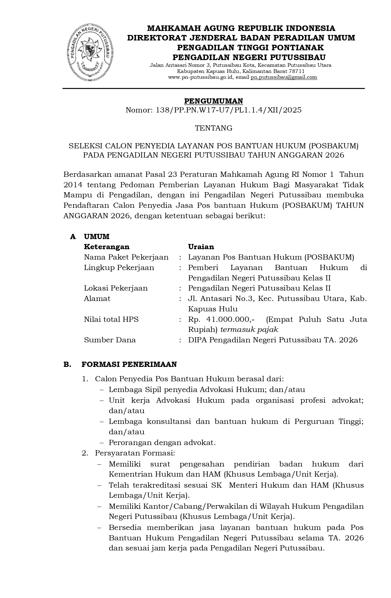 2a PENGUMUMAN SELEKSI CALON PENYEDIA POSBAKUM PN PTS TA 2026 1 page 0001