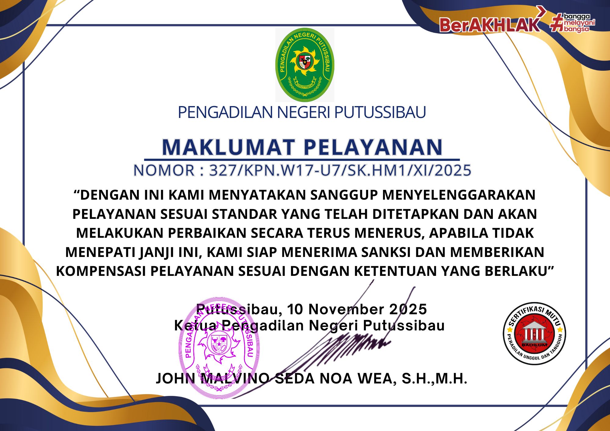 Putussibau 2 Januari 2025 Pejabat Pengelola Informasi dan Dokumentasi PPID